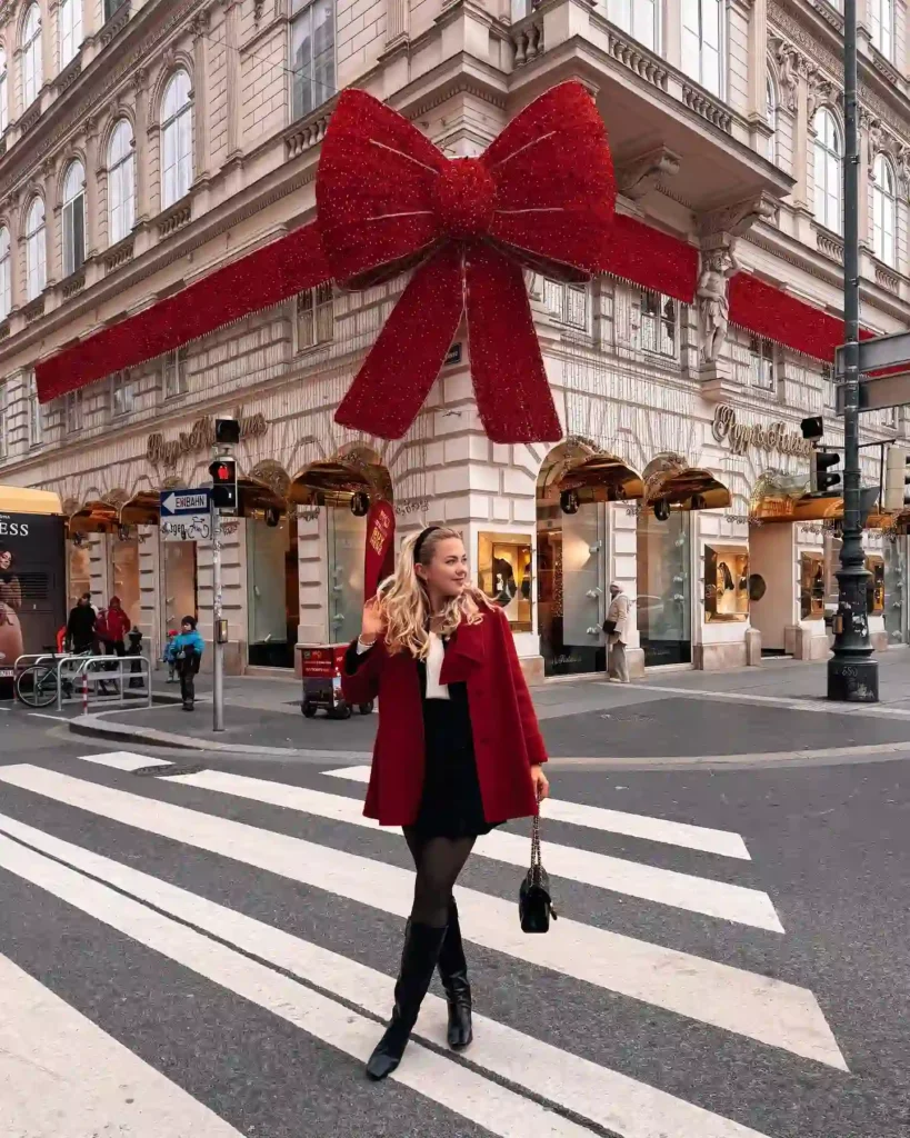 Red Coat with Tweed Mini and Knee-High Boots