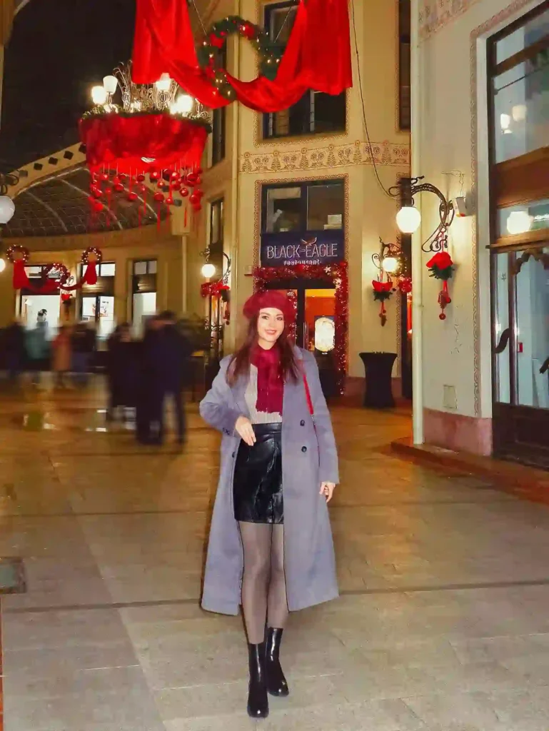 Grey Coat with Red Beret and Black Boots
