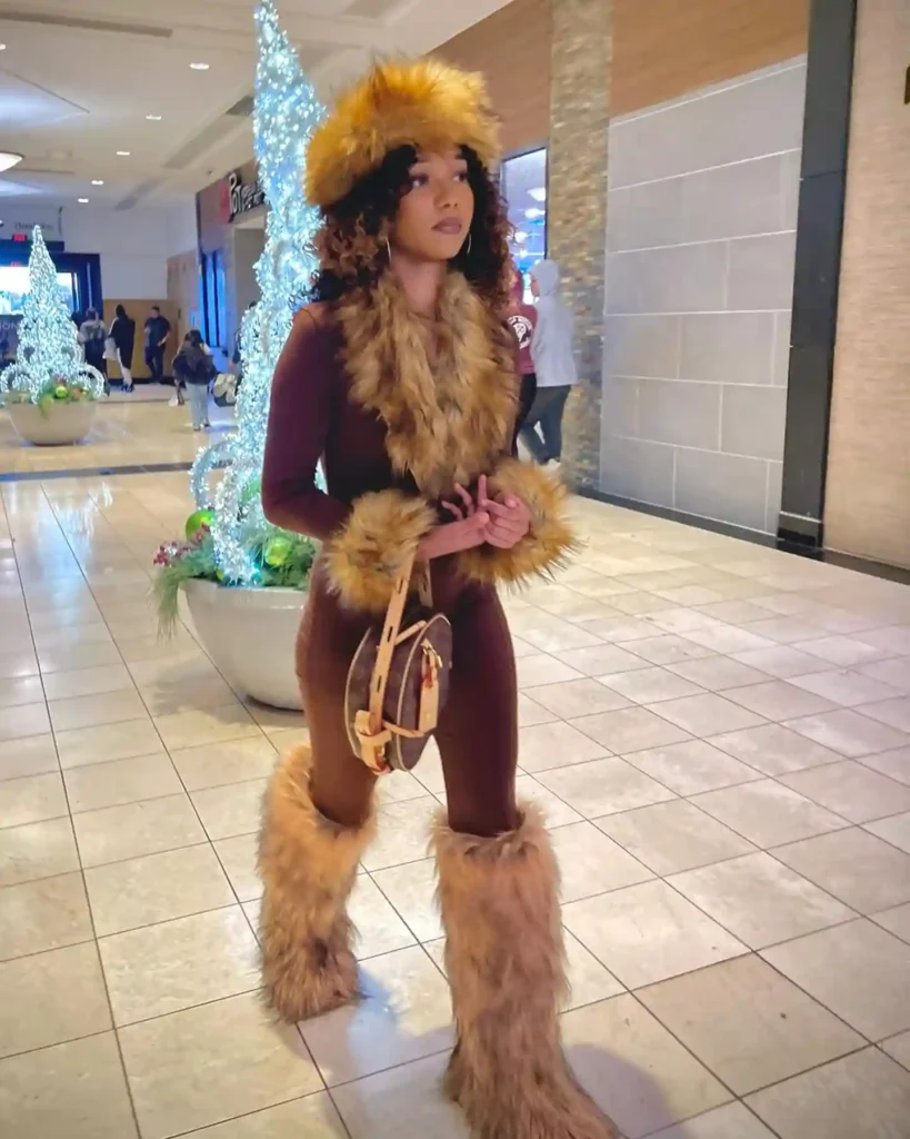 Fur Hat and Matching Fur Boots for Christmas