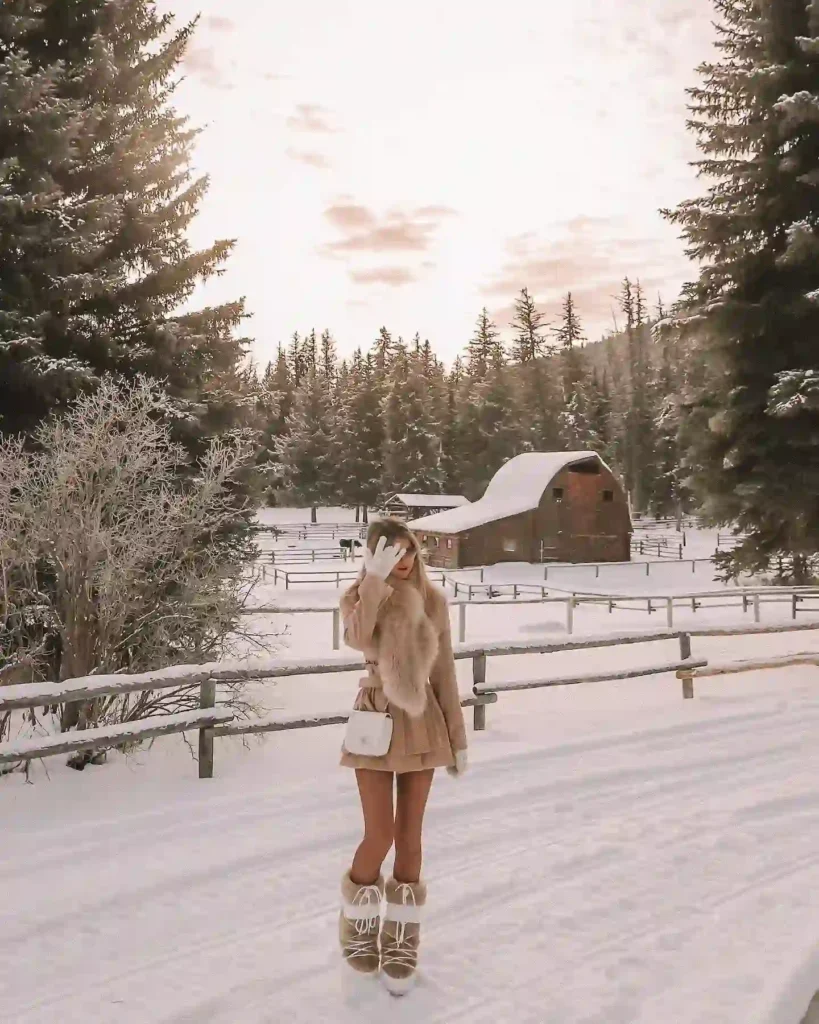 Camel Coat and Fur Boots for Christmas