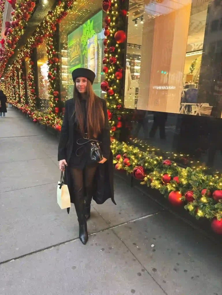 Black Longline Coat with Mini Skirt and Pointed Boots