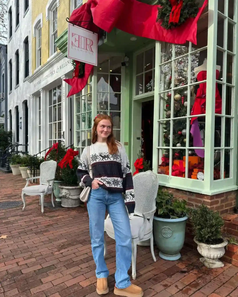 Fair Isle Sweater with Straight Jeans and Tan Uggs