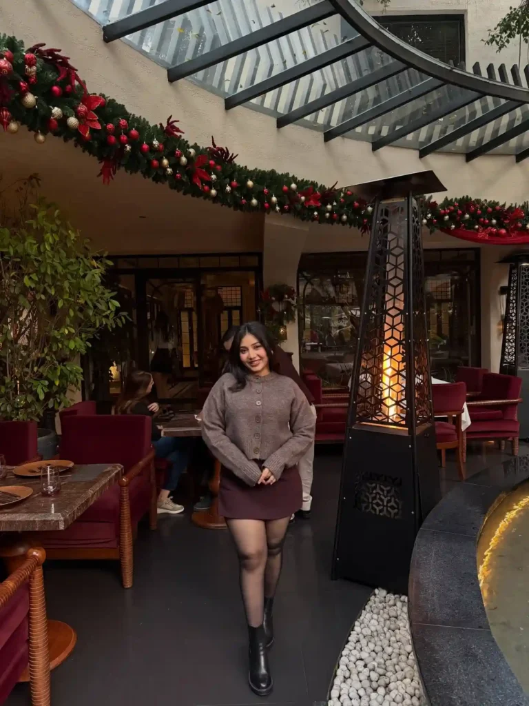 Cropped Cardigan and Mini Skirt with Black Ankle Boots